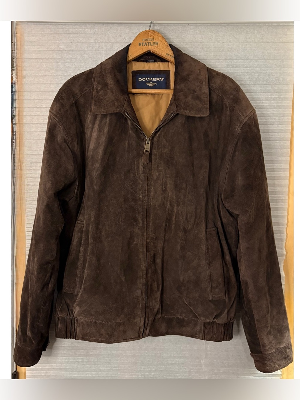Vintage Men's Chocolate Brown 100% Leather Suede Bomber Jacket Y2K 90s Medium